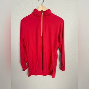 Title Nine Size Large Quarter Zip Pullover Top Coral Long Sleeve Athletic